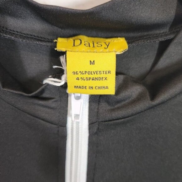 Daisy Zip Front Mock Neck Romper‎ - Black - Size Medium - Picture 7 of 8